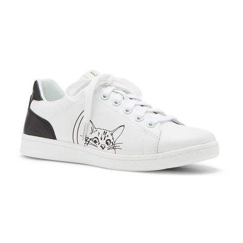 Women's Ed Ellen Degeneres Chapanima Sneaker (6.365 RUB) ❤ liked on Polyvore featuring shoes, sneakers, cat design white leather, white sneakers, white leather sneakers, striped shoes, leather sneakers and cat trainer Snoopy Shoes, Cat Sneakers, Peeking Cat, Long Shoes, White Leather Shoes, Striped Shoes, Cat Shoes, Striped Sneakers, White Leather Sneakers