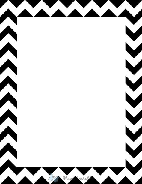 Printable Black And White Chevron Page Border Page Borders Design Printable, Black And White Page Borders, Black Borders For Project, Black Border Design For Project, A4 Size Paper Border Design For Project Black And White, Border Designs For Projects Creative Black And White, Black And White Border Template, Notebook Borders, Page Borders Design For Project Creative