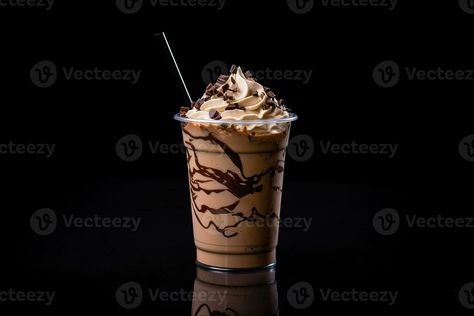 Chocolate milkshake in plastic takeaway cup isolated on black background. ai generated Chocolate Milkshake, Cityscape Photos, Presentation Slides, Nature Backgrounds, Marketing Design, Custom Illustration, Custom Branding, Photo Template, Custom Packaging