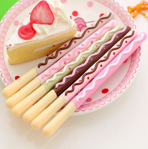 Pocky Sticks, Cake Gel, Choco Biscuit, Kawaii Cookies, Novelty Pen, Kawaii School, Kawaii School Supplies, Kawaii Pens, Cute Pens