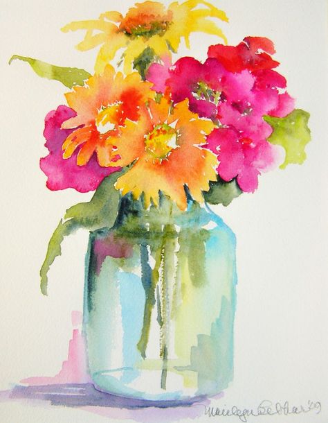 ポップアート ポスター, Flowers In A Vase, Cat Air, 수채화 그림, Watercolor Flowers Paintings, Lukisan Cat Air, Easy Watercolor, Watercolor Inspiration, Mail Art