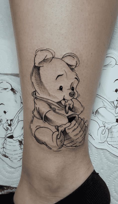 Winnie The Pooh Tattoo Ideas, Pooh Bear Tattoo, Winnie The Pooh Tattoo, Winnie The Pooh Tattoos, Octopus Tattoo Sleeve, Sketchy Tattoo, 47 Ronin, Tribute Tattoos, Crazy Tattoos