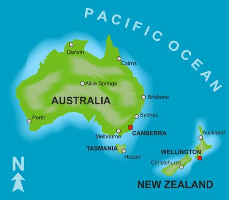 Map of Australia and New Zealand. A stylized map showing the countries of Austra , #ad, #Zealand, #Australia, #Map, #stylized, #countries #ad New Zealand Illustration, Alice Springs Australia, New Zealand Map, Tasmania Hobart, Map Of New Zealand, Australia Country, Royal Uk, Christchurch New Zealand, Australia Map