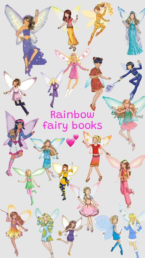 2000s Rainbow Magic Fairy Tattoo, Rainbow Fairies Books, Table Doodle, Rainbow Fairy Books, Girly Nostalgia, Rainbow Magic Fairies, Books Characters, Cartoon Inspiration, Magic Fairy