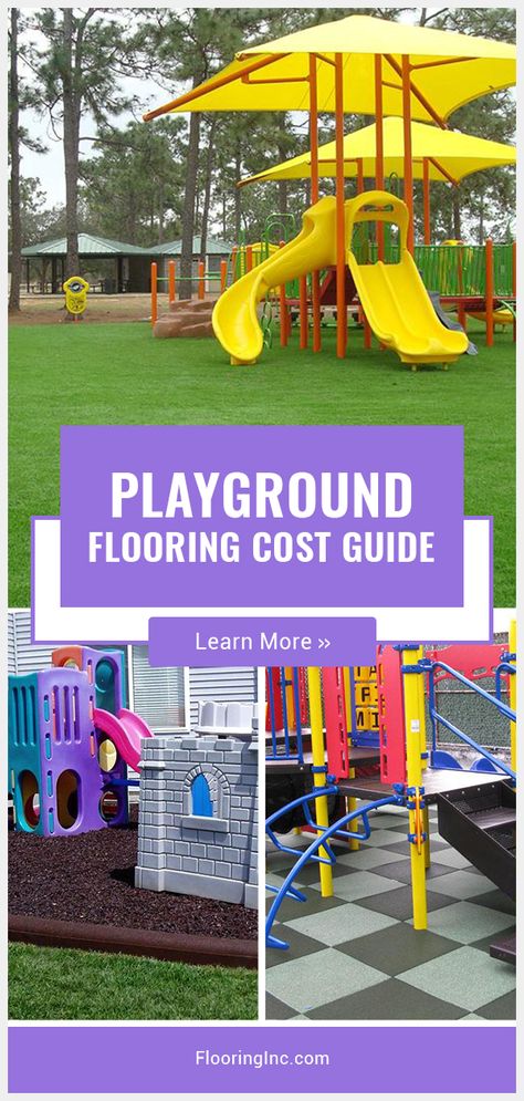 Rubber Playground Flooring Outdoor, Diy Playground Flooring, Outdoor Playground Design Plan, What To Put Under Playground, Rubber Mats For Playground, Outdoor Play Area Flooring Ideas, Playground Area Landscape, Turf Under Playset, Playground Surface Ideas