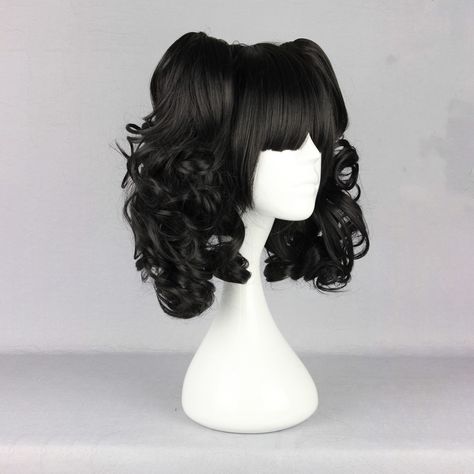 Item Function: 1. Good Quality: Wigs for women with stylish designs and outstanding looks. Made of heat-resistant synthetic fiber, soft touch, and natural looking, just like your own real hair. Wigs for women with very stylish designs and pretty looks, make you more beautiful and confident, you will get tons of compliments with this cute wig. The comfortable wig cap with 2 adjustable straps, you can adjust its size to fit your head. The size fits most people. 2. Breathable Net: Breathable rose n Short Black Pigtails, Short Pigtails With Bangs, Short Curly Pigtails, Black Hair Pigtails, Shoulder Length Ponytail, Short Pigtails, Black Pigtails, Curly Pigtails, Pigtail Wig