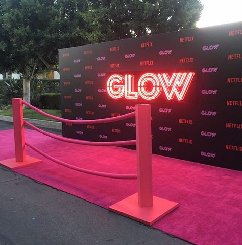 The GLOW event for Netflix featured some great lighting and some bright colors. #EventProduction #LosAngeles #1540Productions - http://ift.tt/1HQJd81 Woman's Month, Window Display Design, Step And Repeat, Event Design Inspiration, Stage Backdrop, Event Backdrop, Event Production, Magazine Layout Design, Anniversary Event