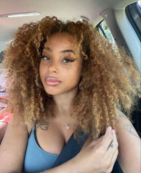 Light Honey Brown Hair With Highlights, Light Skin Hair Color, Dream Picture, Blonde Natural Hair, Curly Afro Wig, Dyed Curly Hair, Honey Brown Hair, Blonde Curls, Colored Curly Hair