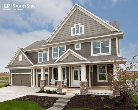 LP SmartSide Cedar Shakes – 7 - American Traditional - Exterior - Minneapolis - by LP SmartSide Trim & Siding Garage Door Trim Ideas, Lp Smart Side Exterior Colors, Exterior Wood Siding Colors, Door Trim Ideas, Wood Siding House, Smartside Siding, Lp Siding, Hardy Board, Lp Smart Siding