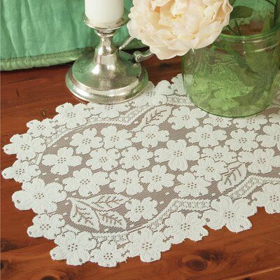 August Grove Wald Dogwood 19" Placemat Color: White Lace Placemats, Lace Background, Dogwood Blossoms, Thread Art, Crochet Doily Patterns, Blossom Design, Doily Patterns, Linen Placemats, Placemat Sets