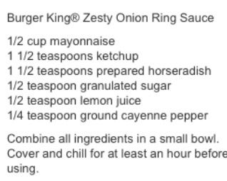 Burger King zesty sauce