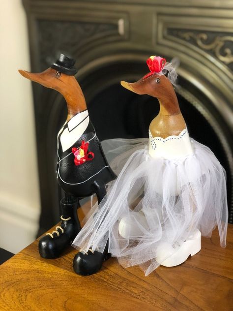 WOODEN BRIDE AND GROOM DUCK WEDDING MARRIED COUPLE DUCKS | eBay Duck Wedding, Married Couple, Bride And Groom, Ducks, Fair Trade, Unique Gifts, Carving, Gifts, Beauty