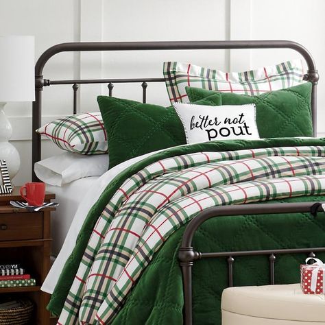 Plaid Duvet Cover, Nap Dress, Christmas Bedding, Velvet Quilt, Quilted Duvet Cover, Grandin Road, Christmas Bedroom, Bedroom Green, Christmas 2024