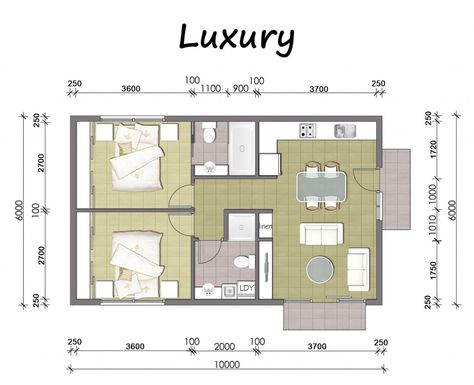 Granny Flat Plans, Flat Plan, House Bedroom, Casa Container, Apartment Plans, Cottage Plan, Granny Flat, Small Design, Double Garage