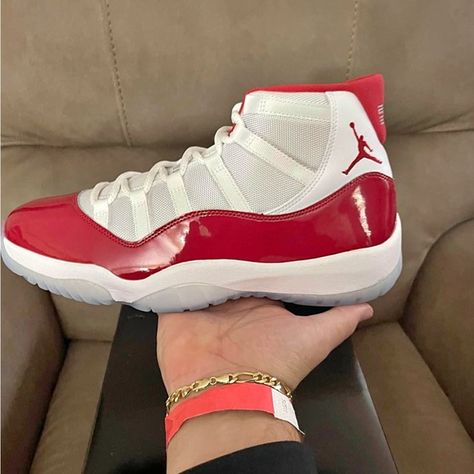 Jordan 11 high cherry reds brand new will send more pictures just inbox me Cherry 11s Jordans, Cherry Jordan 11 Outfit, Cherry Jordans, Cherry Red Jordan 11, Red Cherry 11s, Cherry Red 11s Outfit, Cherry Red Shoes, Cherry Red 11s, Jordan 11s Cherry