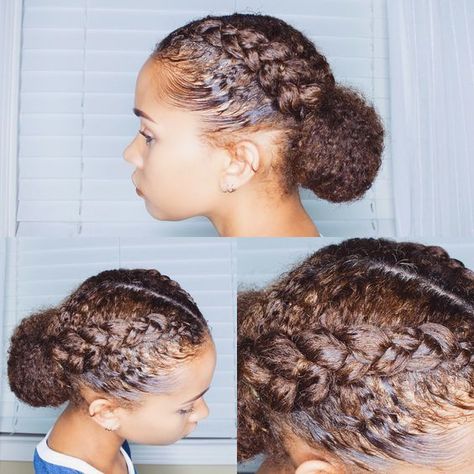 Click for more protective styles for natural hair braids the latest hairstyle kids hairstyles are easy, quick. See updos on medium length to long 3C hair, simple styles no weave edges, also grab... Protective Styles For Natural Hair, Natural Protective Styles, Styles For Natural Hair, Protective Hairstyles For Natural Hair, Transitioning Hairstyles, Girls Natural Hairstyles, Pelo Afro, Natural Hair Styles Easy, Crown Braid