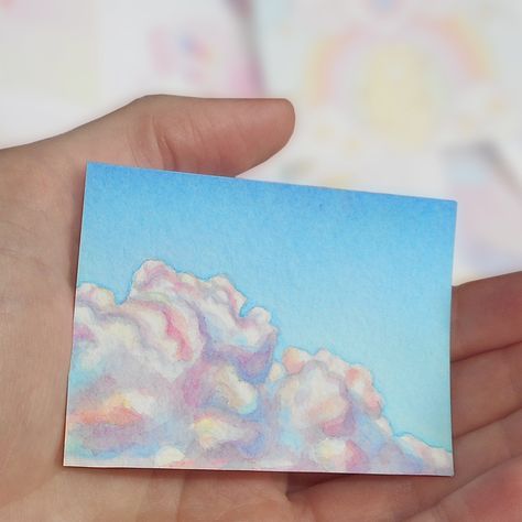 Cloud Marker Drawing, Cloud Drawing Watercolor, Cloud Drawing Color Pencil, Color Pencil Clouds, Rainbow Clouds Painting, Clouds Colored Pencil, Pencilcolor Art, Cloud Watercolor, Sketch Cloud