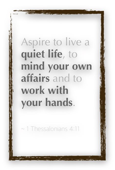 Live A Quiet Life, 1 Thessalonians 4, A Quiet Life, Quiet Mind, Quiet Life, 1 Thessalonians, Motivational Quote, To Work, Mindfulness