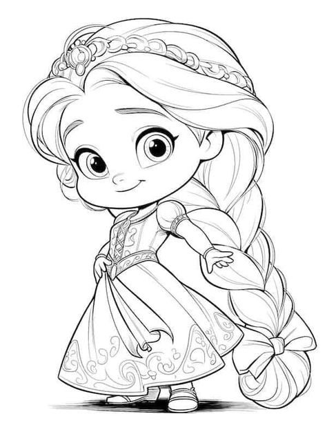 Rapunzel Coloring, Coloring Pages Princess, Baby Rapunzel, Rapunzel Coloring Pages, Baby Disney Characters, Baby Coloring Pages, Disney Princess Colors, Disney Princess Coloring Pages, Fairy Coloring Pages