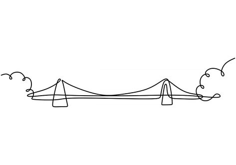 Fine Line Bridge Tattoo, Bridge Illustration Simple, Bridge Tattoo Simple, Bridge Tattoo Ideas, Bridge Line Art, Bridge Illustration, Bridge Over River, Bridge Tattoo, Bridge Drawing