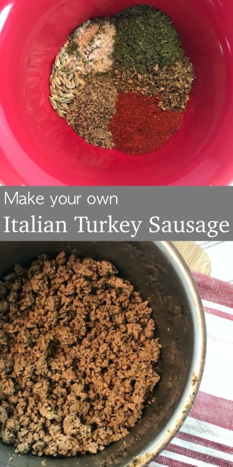 Ground Turkey Italian Sausage, Making Sausage From Ground Turkey, Homemade Turkey Italian Sausage, How To Make Ground Turkey Taste Like Italian Sausage, Italian Turkey Sausage Recipes Healthy, How To Make Turkey Sausage, Ground Turkey Sausage Recipes Healthy, Diy Turkey Sausage, Turkey Sausage Seasoning