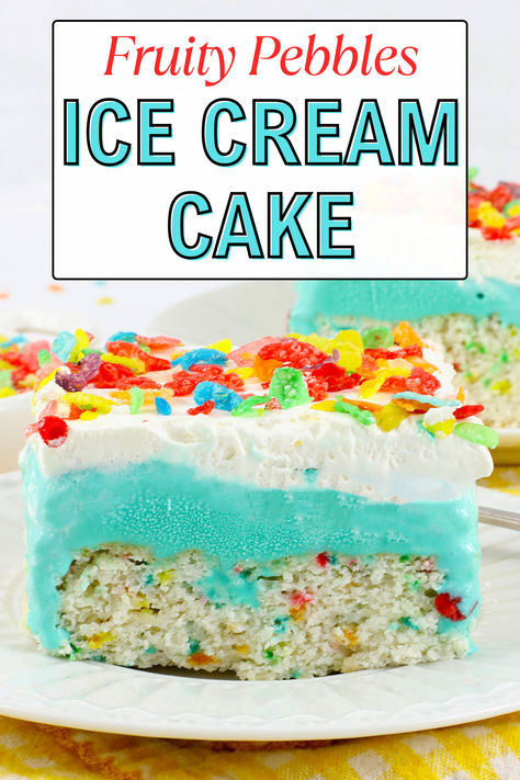 Fruity pebbles ice cream cake Fruity Pebble Cake, Ice Cream Cake Homemade, Fruity Pebbles Ice Cream, Fruity Pebble, Fruity Pebbles Cereal, Pebbles Cereal, Homemade Ice Cream Cake, Cake Homemade, Cake Base