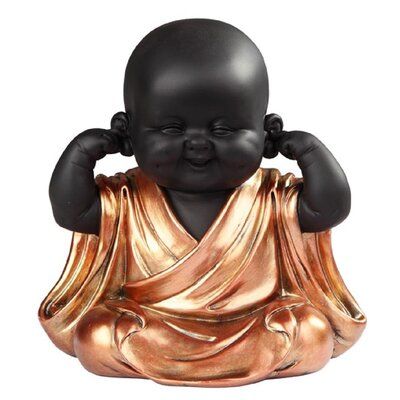 This buddha figurine has the highest quality and is perfectly sized to fit in any room. This piece will make an eye-catching addition for your display shelves, desktops, or office decor. You will fall in love instantly with this stunning figurine. Sweet decoration for your home, and perfect gift choice for your loved ones. | Dakota Fields 6"H Hear No Evil Little Monk In Gold And Black Statue Feng Shui Decoration Religious Figurine black/Yellow | Home Decor | C004731688 | Wayfair Canada Black Statue, Sweet Decoration, Hear No Evil, Buddha Figurine, Table Decor Living Room, Yellow Home Decor, Dragon Lover, Buddhist Monk, No Evil