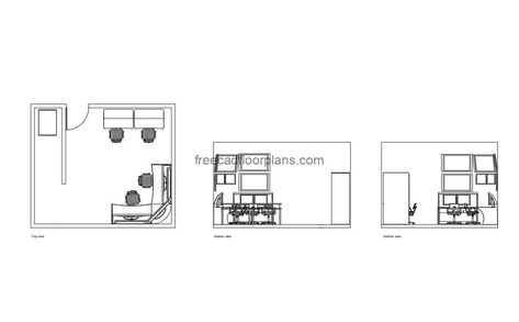 Security Room - Free CAD Drawings Security Room Plan, Pool Houses Plans, Security Room, House Plans Design, Floor Plans House, One Storey House, Swimming Pool House, 2 Bedroom House Plans, Courtyard House Plans