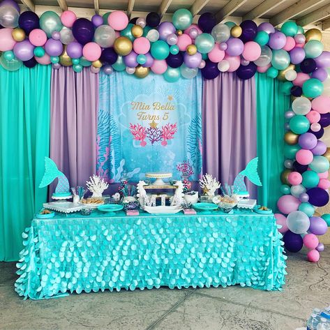 Mermaid Birthday Party Decorations Diy, Easy Birthday Party Decorations, Mermaid Babyshower, Mermaid Backdrop, Art Birthday Invitations, Ocean Birthday Party, Birthday Decorations At Home, Mermaid Birthday Party Decorations, Shark Themed Birthday Party