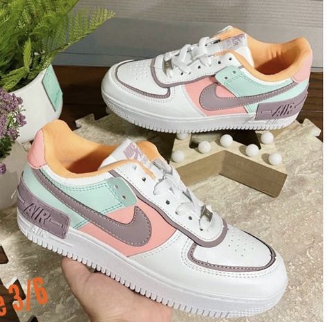 Colorful Air Force 1, Nike Colorful Shoes, Diy Air Force 1, Colorful Nike Shoes, Shoes Preppy, Pastel Shoes, Cute Nike, Nike Shoes Girls, Preppy Shoes