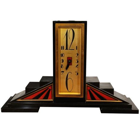 Art Deco Table Clock Interior Art Deco, Lampe Art Deco, Art Deco Clock, Art Deco Decor, Deco Decor, Art Deco Table, Modern Clock, Art Deco Home, Art Deco Architecture