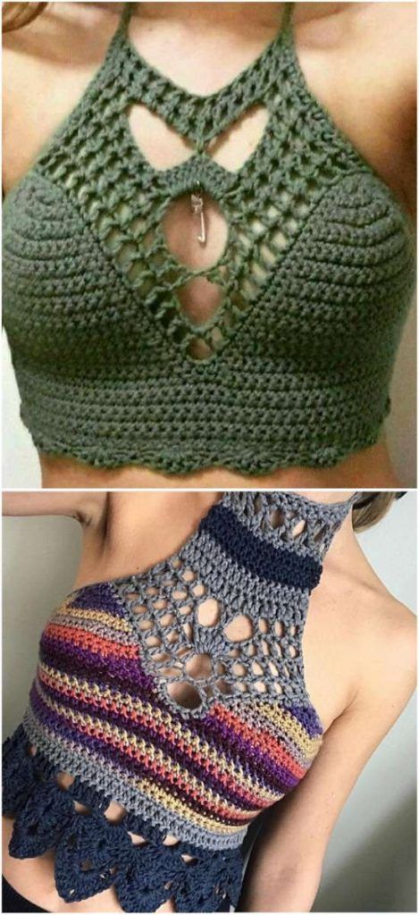 0-1-0-sleeveless-bralette-halter-crop-top-free-crochet-pattern-video-tutorial-dragonfly – Your Crochet Crochet Patterns Free, شال كروشيه, Crochet Halter Top, Mode Crochet, Crochet Tops Free Patterns, Booties Crochet, Crochet Summer Tops, Haken Baby, Crochet Halter