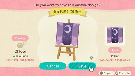 Acnh Fortune Teller, New Animal Crossing, Fortune Teller, Animal Crossing, Character Art, Custom Design, Coding, The Creator, Design