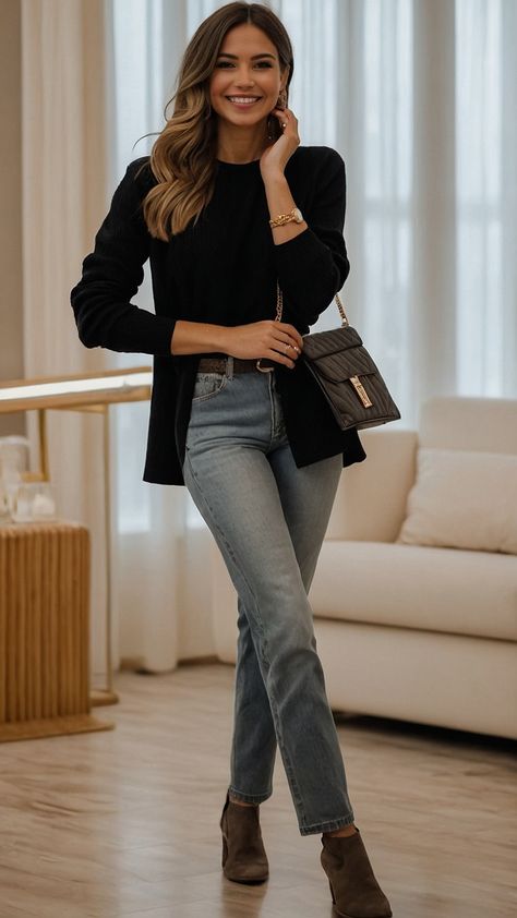 Looking for the best casual fall outfits in 2024 for women This blog post showcases cute and comfy women's fall fashion in 2024 tailored for women over 40 Explore business and 40-year-old fashion inspiration for women this fall 40 Yr Old Women Fashion, Style For 40 Year Old Women, 40 Year Old Fashion, Classic Casual Outfits For Women, 40 Year Old Womens Fashion, Women's Fall Fashion, Straight Leg Jeans Outfits, Job Clothes, Casual Fall Outfit