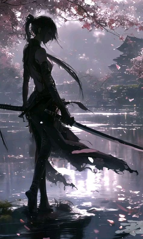 Japanese Art Samurai, Epic Drawings, Samurai Artwork, Dreamy Artwork, Female Character Concept, Cool Anime Backgrounds, 다크 판타지, Beautiful Dark Art, Cool Anime Pictures