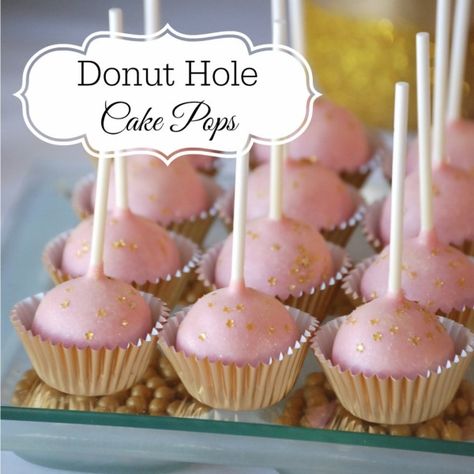 Donut Hole Cake Pops | Endlessly Inspired Donut Hole Cake, Rodjendanske Torte, Ice Cream Cone Cake, Cake Pop Maker, Cakes To Make, Bar A Bonbon, Gold Graduation Party, Gravity Cake, Pink Desserts