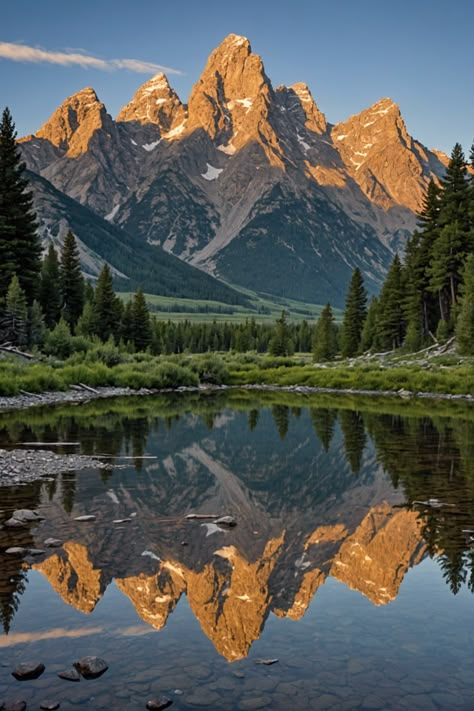 Majestic Peaks: A Guide to Grand Teton National Park Mountain Range Landscape, National Parks Travel, Yellowstone National Park Aesthetic, Rocky Mountains Aesthetic, National Park Aesthetic, Brown Mountains, Park Portrait, Majestic Nature, Nature Waterfall