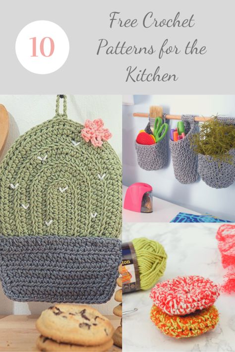 10 Free Crochet Patterns for the Kitchen - Burgundy and Blush Crochet For Kitchen Ideas, Crochet Stand Mixer Cover Free Pattern, Free Crochet Pattern Home Decor, Crochet For Home Free Pattern, Crochet Patterns For The Home, Crochet Kitchen Set Free Pattern, Crochet For The Kitchen, Kitchen Crochet Patterns Free, Kitchen Burgundy