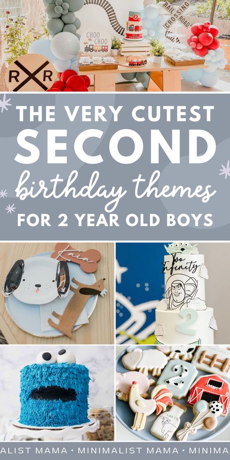 Scrolling through toddler birthday themes and cute pics of 2nd birthday parties, trying to find the best 2nd birthday party themes? This mega-list of FREAKING ADORABLE birthday themes for boys is full of ideas that my own 2 year old, and all my toddler boy nephews - are OBSESSED with! Minimalist 2nd Birthday Party, Birthday Themes For 2 Year Boy, Birthday Party For 2 Year Boy, Birthday 2 Year Boy, Two Year Old Birthday Themes Boy, 2yrs Old Birthday Party Ideas Boy, Second Boy Birthday Ideas, 2nd Bday Ideas, 2 Yo Birthday Party Ideas