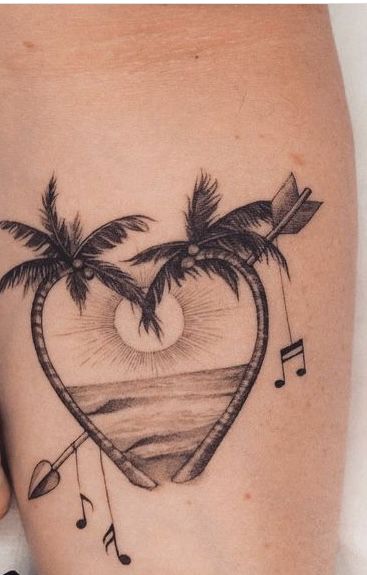 Palm Tree And Seashell Tattoo, Half Sleeve Beach Tattoos For Women, Carribean Tattoo For Women, Parrothead Tattoo, Cruise Tattoo Ideas, Key West Tattoo Ideas, Key West Tattoo, Cruise Tattoo, Beach Tats