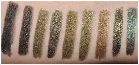 Khaki & Olive Eyeliner Swatches:from left.  Shiseido Black Sand, MAC Buried Treasure, Make Up For Ever #5L, Urban Decay Stash, shu uemura ME Khaki, MAC Rosemary & Thyme, Chanel Khaki Dore, Stila Moray, Urban Decay Mildew Olive Green Eyes, Green Eyeliner, Aqua Eyes, Mac Eyes, Dark Autumn, House Of Beauty, Eye Pencil, Make Up For Ever, Hazel Eyes