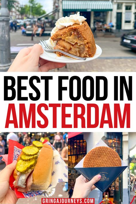 Embark on an Amsterdam culinary adventure with this guide to 16 traditional Dutch dishes, including pannenkoeken, stroopwafels, raw herring, and more. From street food like kibbeling to iconic treats like tompouce, discover the city's rich food heritage and diverse flavors. Dutch Dishes, Food In Amsterdam, Netherlands Food, Dutch Pancakes, Amsterdam Food, Dutch Food, Rich Food, Spanish Tapas, Best Street Food