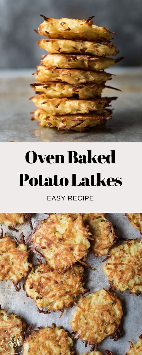 Never fry latkes again with my Oven Baked Potato Latkes recipe! #lifeisbutadish #latkes #ovenbakedlatkes Potato Latkes Easy, Latkes Recipe Easy, Frozen Shredded Potatoes, Potato Latkes Recipe, Oven Baked Potato, Latkes Recipe, Potato Latke Recipe, Fried Potato, Potato Latkes