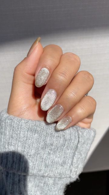 Velvet Sparkle Nails, Velvet Magnetic Nails, Velvet Glitter Nails, Magnet Polish Nails, Short Velvet Nails, Cat Magnetic Nails, Silver Velvet Nails, Magnetic Polish Nails, Silver Magnetic Nails