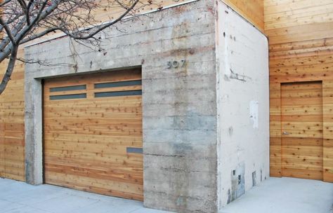 Concrete block garage TD Architecture Roots Architecture, Garage Construction, Concrete Garage, Garden Hacks Diy, Construction Images, Building A Garage, Basalt Stone, Eco Architecture, House Design Exterior