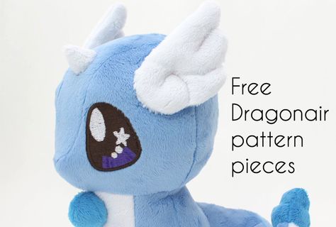 Free Dragonair plush pattern pieces Pokemon Plush Sewing Pattern, Easy Free Stuffed Animal Patterns, Pokemon Plush Pattern Free Sewing, Pikmin Plush Pattern, Plush Free Sewing Pattern, Diy Plushies Patterns Free Sewing, Felt Animal Patterns Free Templates Diy, Pokemon Sewing Patterns Free, Plush Sewing Patterns Free