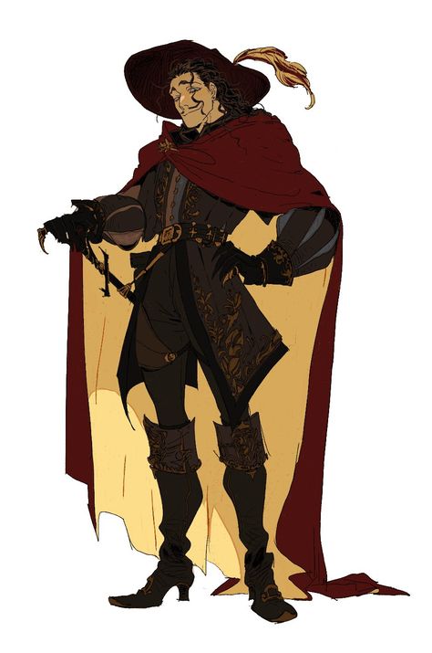 Lance Character Design, Dnd Rogue Swashbuckler, Pirate Clothing Reference, Caped Character Design, Fantasy Pirate Outfit Male, Dnd Ship Art, Stage Magician Character Design, Aristocrat Character Design, Pirate Dnd Art