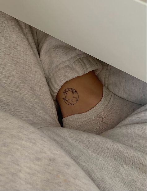 World Tattoos For Women Small, Dainty Globe Tattoo, Dainty World Tattoo, Minimalistic Women Tattoo, Globe Fine Line Tattoo, World With Plane Tattoo, Tiny World Tattoo, One Line Earth Tattoo, Globe Outline Tattoo