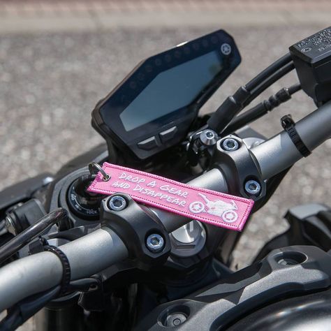 Let the world know your bike is seriously quick with this motorcycle keychain! This bright pink key tag is perfect for female motorcycle riders (or gentlemen that like pink). Whether for yourself or as a gift for a female motorcycle rider you know, look no further! Not only do these fabric keychains look amazing, but they won't scratch up your beautiful motorcycle. You'll also hardly ever lose your key again with this big bright tag hanging off it! If you're not convinced you need this, please t Biker Gear Women, Motorcycle Accessories For Women, Biker Keychain, Motorcycle Gear For Women, Fabric Keychains, Dream Motorcycle, Women's Motorcycle Accessories, Female Motorcycle, Girl Keychain