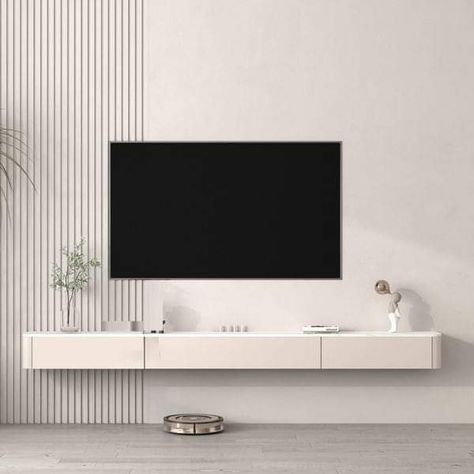 Tv Console Design, Console With Drawers, Tv Media Console, Modern Tv Room, Floating Tv Stand, Floating Tv, Tv Stand Console, Tv In Bedroom, Tv Wall Design